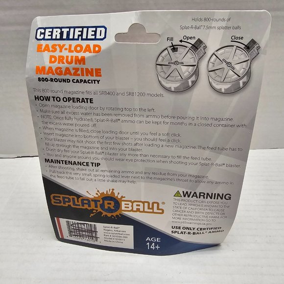 New Splat R Ball Orange 800 Round Water Bead Drum Magazine for Blasters - Picture 5 of 13